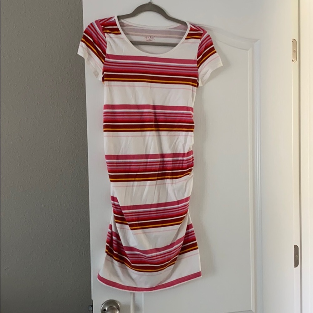 Pink and white maternity dress size small